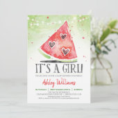 Summer Watermelon Girl Baby shower Invitation Kaart (Staand voorkant)