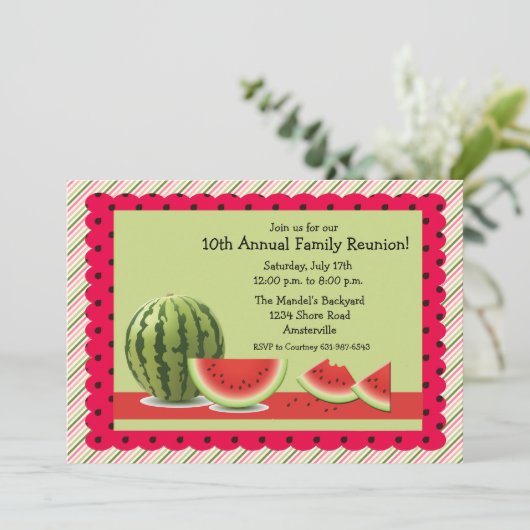 Summer Watermelon Invitation Kaart (Staand voorkant)