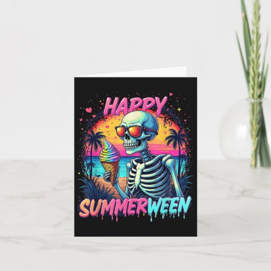 Summer Watermelon Jack-o-lantern Happy Summerween Kaart (Voorkant)