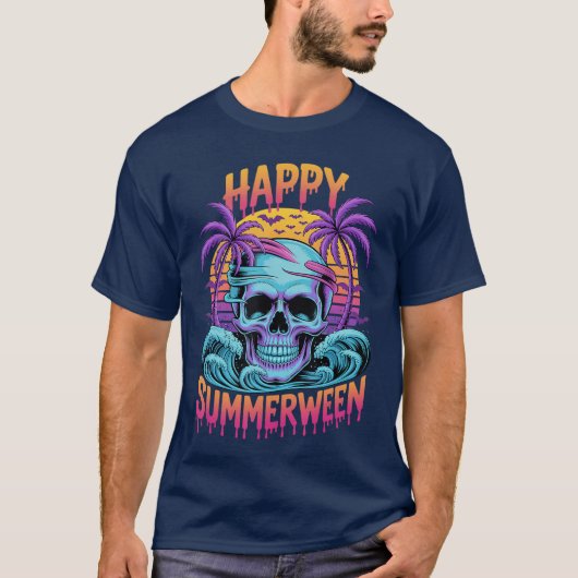 Summer Watermelon Jackolantern Happy Summerween Sk T-shirt (Voorkant)