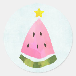 Summer Watermelon Kerstmis Ronde Sticker