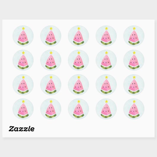 Summer Watermelon Kerstmis Ronde Sticker (Vel)