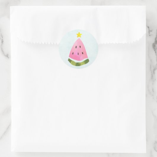 Summer Watermelon Kerstmis Ronde Sticker (Tas)