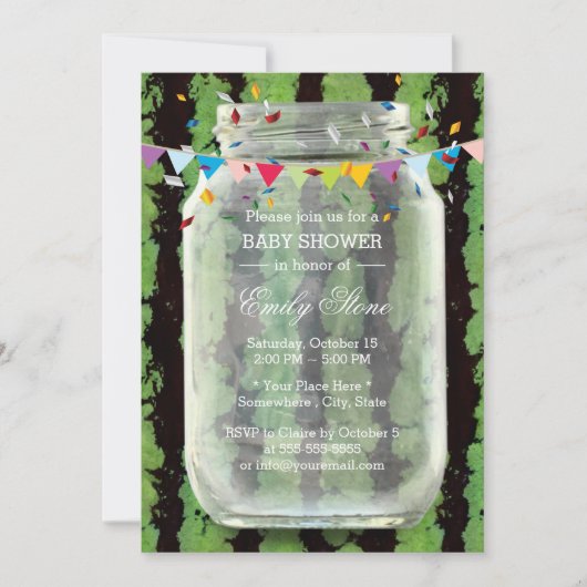 Summer Watermelon Mason Jar Baby shower Kaart (Voorkant)