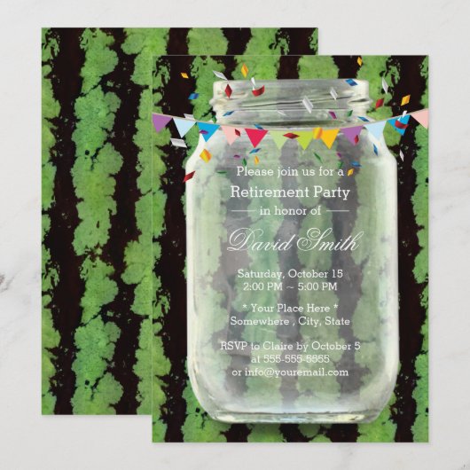 Summer Watermelon Mason Jar Retirement Party Kaart (Voorkant / Achterkant)