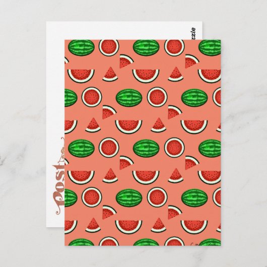Summer Watermelon Pattern Briefkaart (Voorkant / Achterkant)