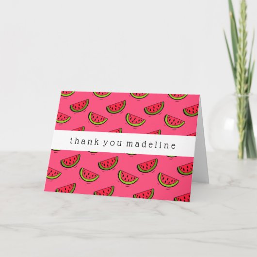 Summer Watermelon Pink Pattern Bedankkaart (Voorkant)