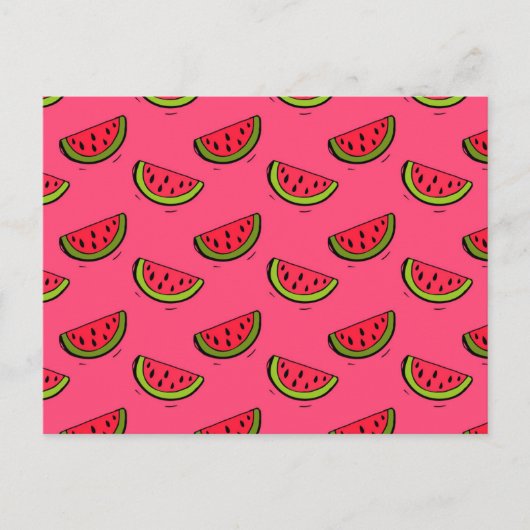 Summer Watermelon Pink Pattern Briefkaart (Voorkant)
