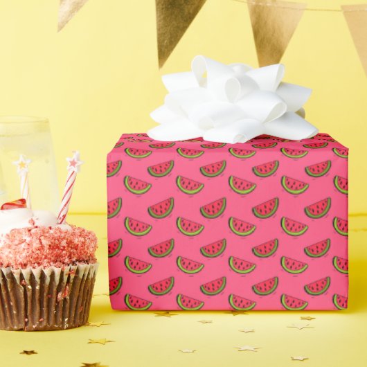 Summer Watermelon Pink Pattern Cadeaupapier (Verjaardagsfeest)