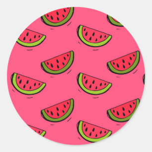 Summer Watermelon Pink Pattern Ronde Sticker