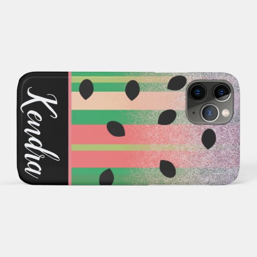 Summer Watermelon Seed Stripe Illustration Sparkle Case-Mate iPhone Case (Achterkant (horizontaal))