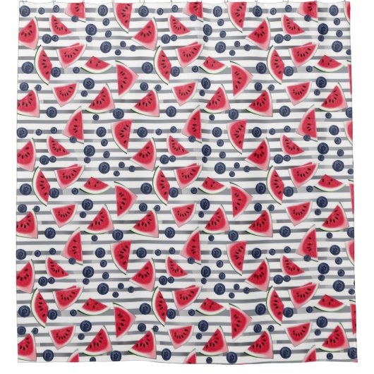 Summer Watermelon Stripes Douchegordijn (Voorkant)