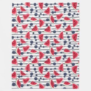 Summer Watermelon Stripes Fleece Deken