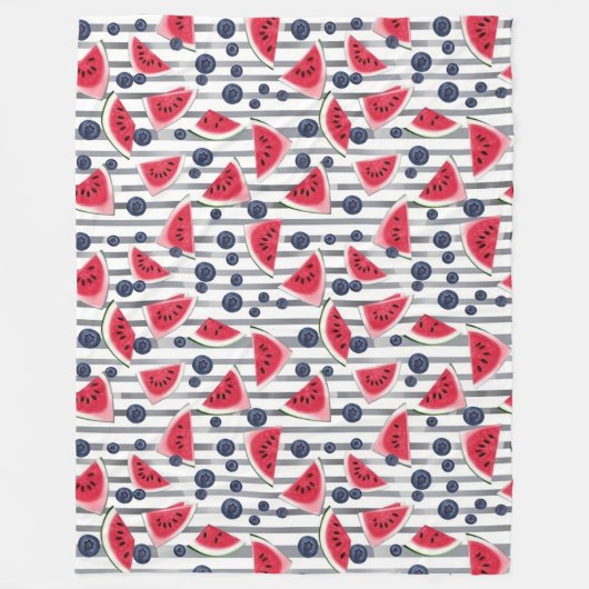 Summer Watermelon Stripes Fleece Deken (Voorkant)