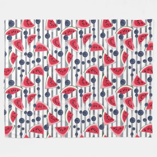 Summer Watermelon Stripes Fleece Deken (Voorkant (Horizontaal))