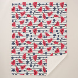 Summer Watermelon Stripes Sherpa Deken