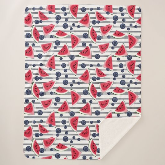 Summer Watermelon Stripes Sherpa Deken (Voorkant)