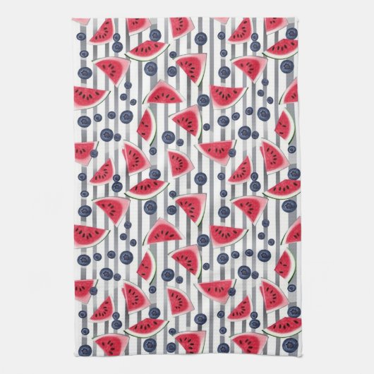 Summer Watermelon Stripes Theedoek (Verticaal)