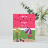 Summer Watermelon Theme Birthday Invitation Kaart (Staand voorkant)
