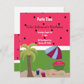Summer Watermelon Theme Birthday Invitation Kaart (Voorkant / Achterkant)