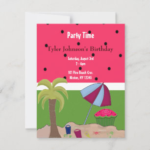 Summer Watermelon Theme Birthday Invitation Kaart