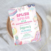 Summer Waterslide Bash Girl Birthday Party Kaart