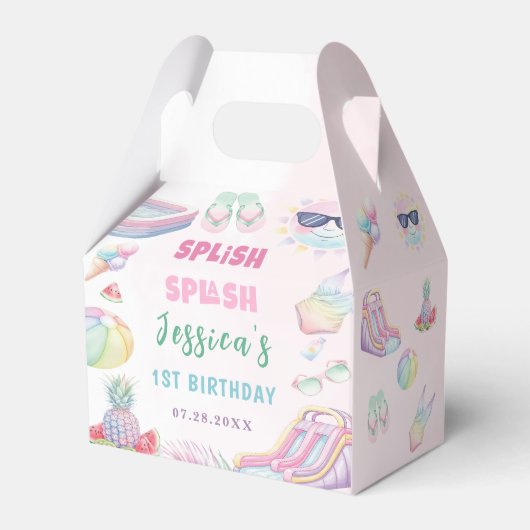 Summer Waterslide Girl Birthday Party Bedankdoosjes (Voorkant Zijde)