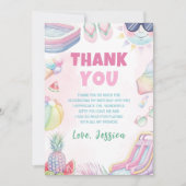 Summer Waterslide Girl Birthday Party Bedankkaart (Voorkant)