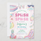 Summer Waterslide Girl Birthday Party Kaart (Voorkant)