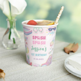 Summer Waterslide Girl Birthday Party Papieren Bekers