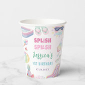 Summer Waterslide Girl Birthday Party Papieren Bekers (Achterkant)