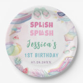 Summer Waterslide Girl Birthday Party Papieren Bordje (Voorkant)