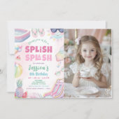 Summer Waterslide Girl Birthday Party Photo Kaart (Voorkant)