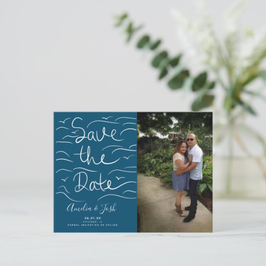 Summer Waves Beach Bewaar de datum Foto Briefkaart (Staand voorkant)