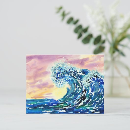 Summer Waves Sunset Briefkaart (Staand voorkant)