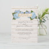 Summer Wedding BOHO Shiplap Wooden Board Hydrangea Kaart (Staand voorkant)