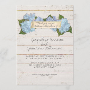 Summer Wedding BOHO Shiplap Wooden Board Hydrangea Kaart