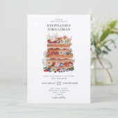 Summer Wedding Cake Invitation Kaart (Staand voorkant)