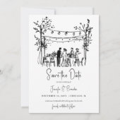 Summer Wedding hand geschetst Save the Date Kaart (Achterkant)