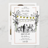 Summer Wedding hand getekende foto en Qr-code Kaart (Voorkant / Achterkant)