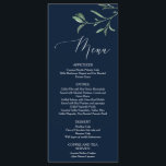 Summer Wedding Navy Blue Foliage Menu Card<br><div class="desc">Summer Wedding Navy Blue Foliage Menu Card.</div>