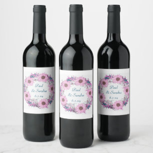 Summer Wedding Nuptial Reception Floral Wijn Etiket