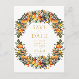 Summer Wedding Oranje Citrus Save the Date Aankondigingskaart