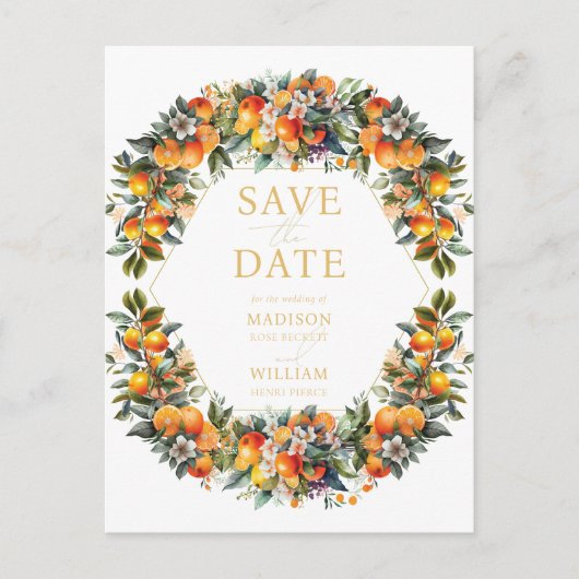 Summer Wedding Oranje Citrus Save the Date Aankondigingskaart (Voorkant)