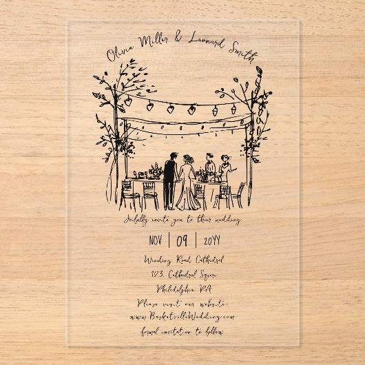 Summer Wedding schetste uitnodiging (Voorkant)