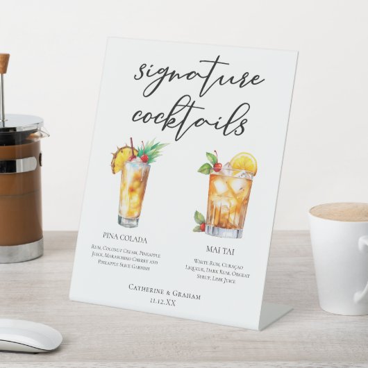 Summer Wedding Signature Cocktails Menu Reclamebord Met Voetstuk (Insitu)