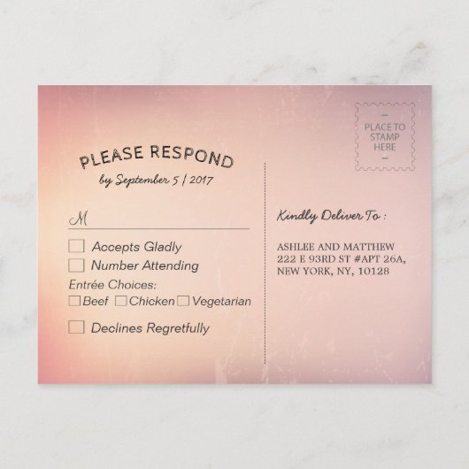 Summer Wedding String Lights Palm Tree RSVP Antwoo Uitnodiging Briefkaart (Achterkant)