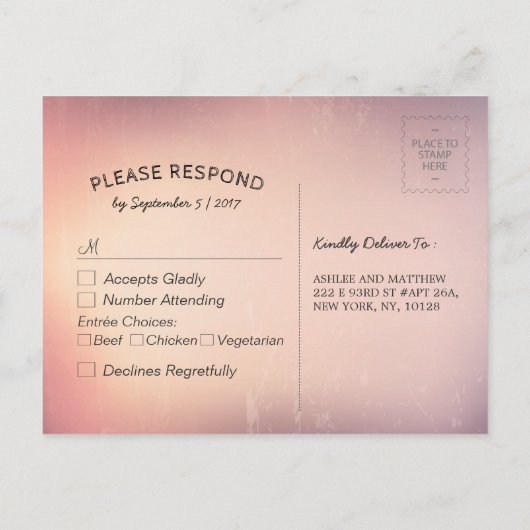 Summer Wedding String Lights Palm Tree RSVP Antwoo Uitnodiging Briefkaart (Achterkant)