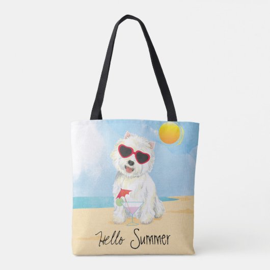 Summer Westie Tote Bag (Achterkant)