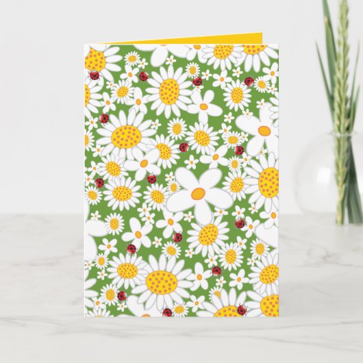 Summer White Daisies en Red Ladybugs Whimsical Kaart (Voorkant)